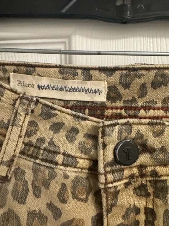 Anthropologie Leopard Print Women's Denim Shorts - Tan size 25 small - Picture 2 of 4